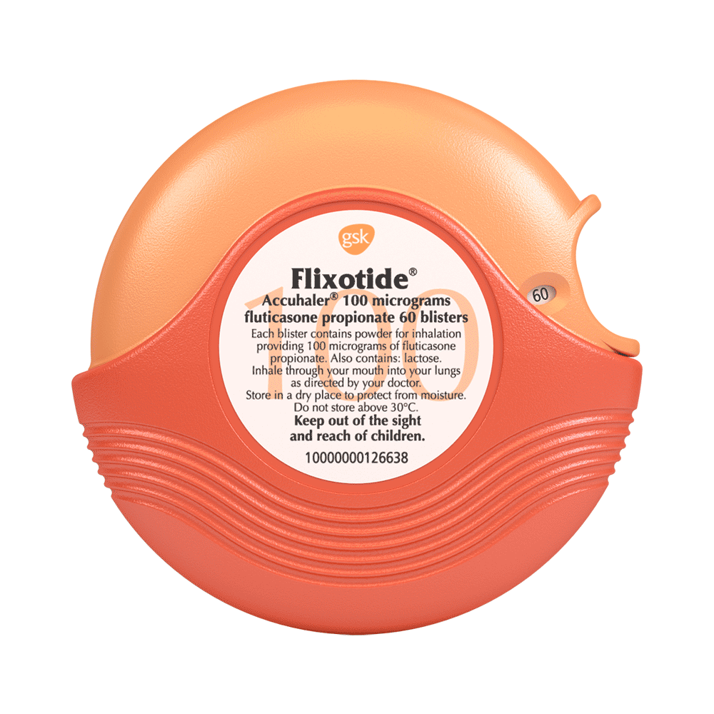Picture of a Flixotide (fluticasone propionate) 100mcg Accuhaler device